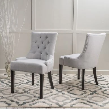 Cheney Contemporary Tufted Dining Chairs (Set Of 2) By Christopher Knight Home - 21.50" L X 25.00" W X 36.00" H - Deep Red/Dark Brown 4 Cheney Contemporary Tufted Dining Chairs (Set Of 2) By Christopher Knight Home - 21.50" L X 25.00" W X 36.00" H - Deep Red/Dark Brown - Image 2