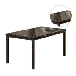 Faux Marble And Metal Dining Table In Black - 60 Inches -Gourmet Interiors fa476387 5097 4f74 9820 a4a5428a6362