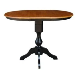36" Round Top Pedestal Table With 12" Leaf - Black/Cherry - Counter Height -Gourmet Interiors fa71a95c efbe 4f84 8b6a ef6d63ede95b