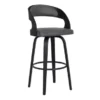 Shelly 26" Counter Height Swivel Grey Faux Leather And Black Wood Bar Stool -Gourmet Interiors fa7e9048 4f18 464f 86e5 673b60995006
