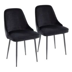 Silver Orchid Naldi Contemporary-Glam Velvet Dining Chair (Set Of 2) - Black Velvet/Chrome -Gourmet Interiors fb07ce78 4dcd 4b6d 8e77 fd74bb8d77ca