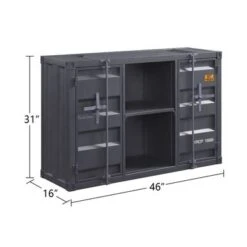 Metal Frame Server With 2 Open Compartments In White Finish - White -Gourmet Interiors fb3757ba a860 4b6a 95dd bcfb623c0243