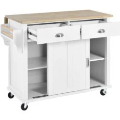 Nestfair Drop-Leaf Countertop Kitchen Cart Kitchen Island With Wheels And Storage Cabinet - Mint Green -Gourmet Interiors fb930f5e be9b 440d a3fa 3a5dc5c60310