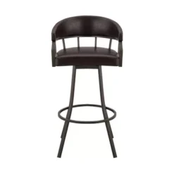 Palmdale 26" Swivel Brown Faux Leather And Java Brown Metal Bar Stool -Gourmet Interiors fbb14fb2 27ae 4f92 89f9 dab91ddb6955