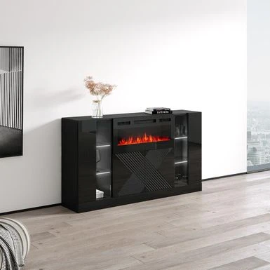 Diuna BL-EF Fireplace Sideboard - Black 5 Diuna BL-EF Fireplace Sideboard - Black - Image 3