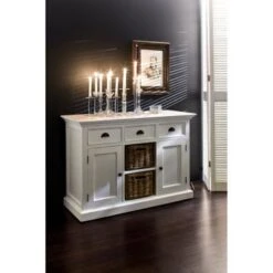 NovaSolo White Mahogany Buffet With Two Rattan Baskets - 49.21 X 19.69 X 33.46 - 49.21 X 19.69 X 33.46 - White -Gourmet Interiors fc1a22f3 0f37 4fe1 be23 51e6ab23686b