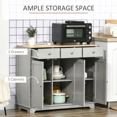 HOMCOM Modern Sideboard, Buffet Cabinet With Adjustable Shelves, Grey - White 7 HOMCOM Modern Sideboard, Buffet Cabinet With Adjustable Shelves, Grey - White - Image 5