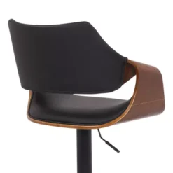 Aspen Adjustable Swivel Black Faux Leather And Walnut Wood Bar Stool With Black Base -Gourmet Interiors fcfa78e3 5377 4c95 a7ca 1d82c4806a26