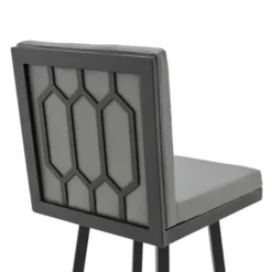 Rochester 26" Swivel Modern Black Metal And Grey Faux Leather Bar Stool -Gourmet Interiors fd1c6b9d fcf3 4b6b bd28 190bd60e7845