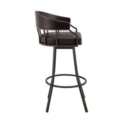 Palmdale 26" Swivel Brown Faux Leather And Java Brown Metal Bar Stool -Gourmet Interiors fd24bcee e276 4676 aad8 6b0fa6c5cbab