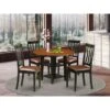 Sudbury Dining Set - A Round Kitchen Table And Dinette Chairs - Black And Cherry Finish (Pieces & Seat Type Options) - SUAN5-BCH-LC -Gourmet Interiors fd49c304 7a6d 4d45 bcf8 75d95c2bd3dd