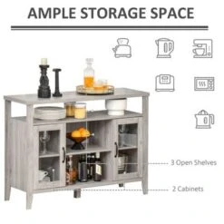 HOMCOM Farmhouse Sideboard Buffet Cabinet, Coffee Bar Cabinet With Storage Shelves, Kitchen Cabinet With 2 Framed Glass Doors - White 29 HOMCOM Farmhouse Sideboard Buffet Cabinet, Coffee Bar Cabinet With Storage Shelves, Kitchen Cabinet With 2 Framed Glass Doors - White -Gourmet Interiors fd4b8248 4b26 43f0 b208 0ec09202f6e5