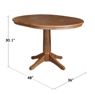 36" Round Solid Wood Extension Dining Table With 4 Dining Chairs - N/A - Distressed Oak 19 36" Round Solid Wood Extension Dining Table With 4 Dining Chairs - N/A - Distressed Oak - Image 17