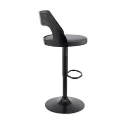 Itzan Adjustable Swivel Grey Faux Leather And Black Wood Bar Stool With Black Base -Gourmet Interiors fd7aeb6d a770 4df4 8f97 5845df37a70a
