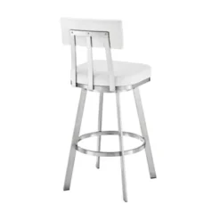 Jinab Swivel Bar Stool In Brushed Stainless Steel With White Faux Leather -Gourmet Interiors fd8bb9a0 3130 4342 a409 6c2c8912972f