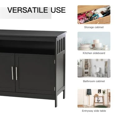 HOMCOM Kitchen Console Table, Buffet Sideboard, Wooden Storage Table With 2-Level Cabinet And Open Space - Grey 20 HOMCOM Kitchen Console Table, Buffet Sideboard, Wooden Storage Table With 2-Level Cabinet And Open Space - Grey - Image 18