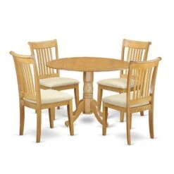 Dublin Kitchen Table Set - Dining Table And Kitchen Chairs - Oak Finish (Pieces & Seat Type Options) - DLPO5-OAK-W -Gourmet Interiors fe466d12 27d6 41cf a5a1 d90bc4d069dd