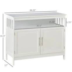 HOMCOM Kitchen Console Table, Buffet Sideboard, Wooden Storage Table With 2-Level Cabinet And Open Space - Grey 29 HOMCOM Kitchen Console Table, Buffet Sideboard, Wooden Storage Table With 2-Level Cabinet And Open Space - Grey -Gourmet Interiors fe83fe1c 14ad 445d a221 234605ccbd8b