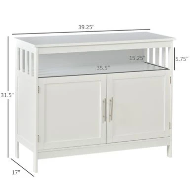 HOMCOM Kitchen Console Table, Buffet Sideboard, Wooden Storage Table With 2-Level Cabinet And Open Space - Grey 10 HOMCOM Kitchen Console Table, Buffet Sideboard, Wooden Storage Table With 2-Level Cabinet And Open Space - Grey - Image 8