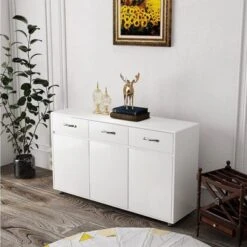 Merax 3-drawer Buffet Cabinet, Storage Sideboard - Grey -Gourmet Interiors fe9662df 2978 430f 991a 8cdea37f24cc