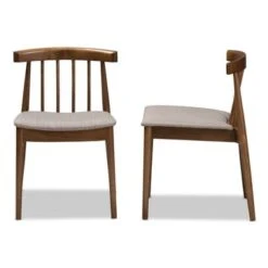 Mid-Century Beige Fabric Dining Chair Set By Baxton Studio - Short - Set Of 2 - Beige -Gourmet Interiors fec6737f 2e53 4ab9 923d df20808abf4d