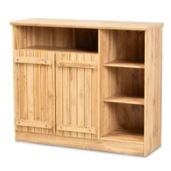 Baxton Studio Eren Natural Oak Brown Wood 2-Door Dining Room Sideboard Buffet - Tan