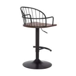 Edward Adjustable Walnut Glazed Bar Stool In Black Powder Coated Finish -Gourmet Interiors ff28656b 3f12 4433 9b77 240eb35df021