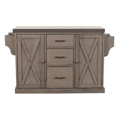 Hillsdale Brigham Kitchen Island In Gray With Stainless Steel Top - 36.25H X 48W X 18D - Portable 4 Hillsdale Brigham Kitchen Island In Gray With Stainless Steel Top - 36.25H X 48W X 18D - Portable - Image 2